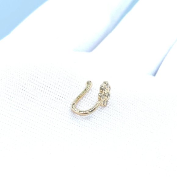 CZ Flower 24 KT Gold Plated Nose Cuff Fake Nose Rings No Piercing Jewelry - Picture 3 of 5